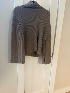 H&M Taupe Ribbed Turtleneck Sweater
